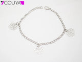 3 Rose Flower Anklets Bracelet Stainless Steel Foot Jewelry for Women
