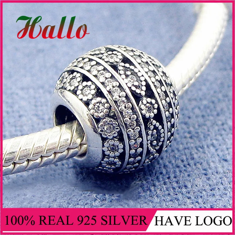 925 Silver Glittering Shapes Charm Beads for Bracelet Bangle Jewelry