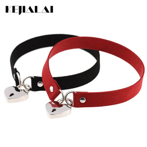 Punk Bondage Heart Lock Collar Necklace KJL082