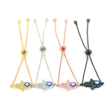Pave CZ Eye Charm Bracelet Macrame Bead Braided Men Women Jewelry 4pcs