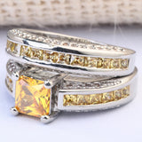 Yellow Stone High Nickle Antiallergic Zircon Rings Set