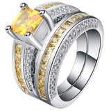 Yellow Stone High Nickle Antiallergic Zircon Rings Set