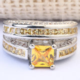 Yellow Stone High Nickle Antiallergic Zircon Rings Set
