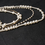 MOON GIRL Multi-layer Simulated Pearls Chain Long Necklace