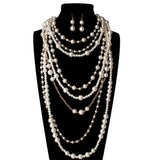 MOON GIRL Multi-layer Simulated Pearls Chain Long Necklace