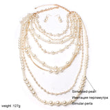 MOON GIRL Multi-layer Simulated Pearls Chain Long Necklace
