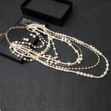 MOON GIRL Multi-layer Simulated Pearls Chain Long Necklace