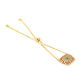 Adjustable Evil Eye Hamsa Hand Charms Bracelet CZ Jewelry