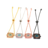 Adjustable Evil Eye Hamsa Hand Charms Bracelet CZ Jewelry