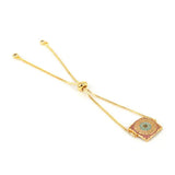 Adjustable Evil Eye Hamsa Hand Charms Bracelet CZ Jewelry