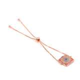 Adjustable Evil Eye Hamsa Hand Charms Bracelet CZ Jewelry