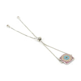 Adjustable Evil Eye Hamsa Hand Charms Bracelet CZ Jewelry