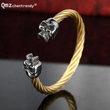 Rapper Stainless Steel Wire Skeleton Skull Bracelet Antique Jewelry For Men