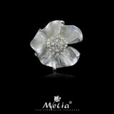 Enamel Collar Crystal Brooch Lily Flower Lapel Pin for Women