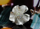 Enamel Collar Crystal Brooch Lily Flower Lapel Pin for Women