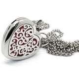 Hollow Heart Perfume Diffuser Locket Necklace Pendant