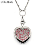 Hollow Heart Perfume Diffuser Locket Necklace Pendant