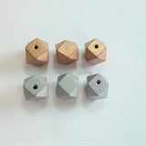 20mm DIY Wooden Beads and Silver Geometric Wood Bead for Necklace 50pcs/lot