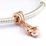 925 Silver Charm Bracelet & Choker Locked Heart Dangle DIY Jewelry