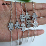 925 Silver Boy Girl Micro Pave CZ Bracelet - Women