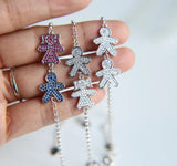 925 Silver Boy Girl Micro Pave CZ Bracelet - Women