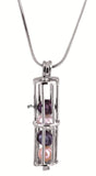 Pearl Cylinder Cage Necklace Pendant - Silver Plated