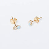 925 Silver Opal Tiny Stone Double Hole Small Earrings