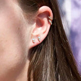 925 Silver Opal Tiny Stone Double Hole Small Earrings