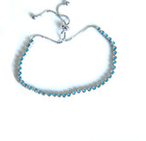 925 Silver Turquoise Tennis Bracelet Adjustable Chain Dainty Girl Women