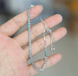 925 Silver Turquoise Tennis Bracelet Adjustable Chain Dainty Girl Women