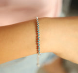 925 Silver Turquoise Tennis Bracelet Adjustable Chain Dainty Girl Women