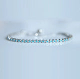 925 Silver Turquoise Tennis Bracelet Adjustable Chain Dainty Girl Women