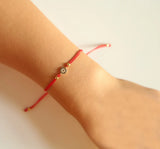 Red Braid Evil Eye Opal Hamsa Hand 925 Sterling Silver Wedding Bracelet