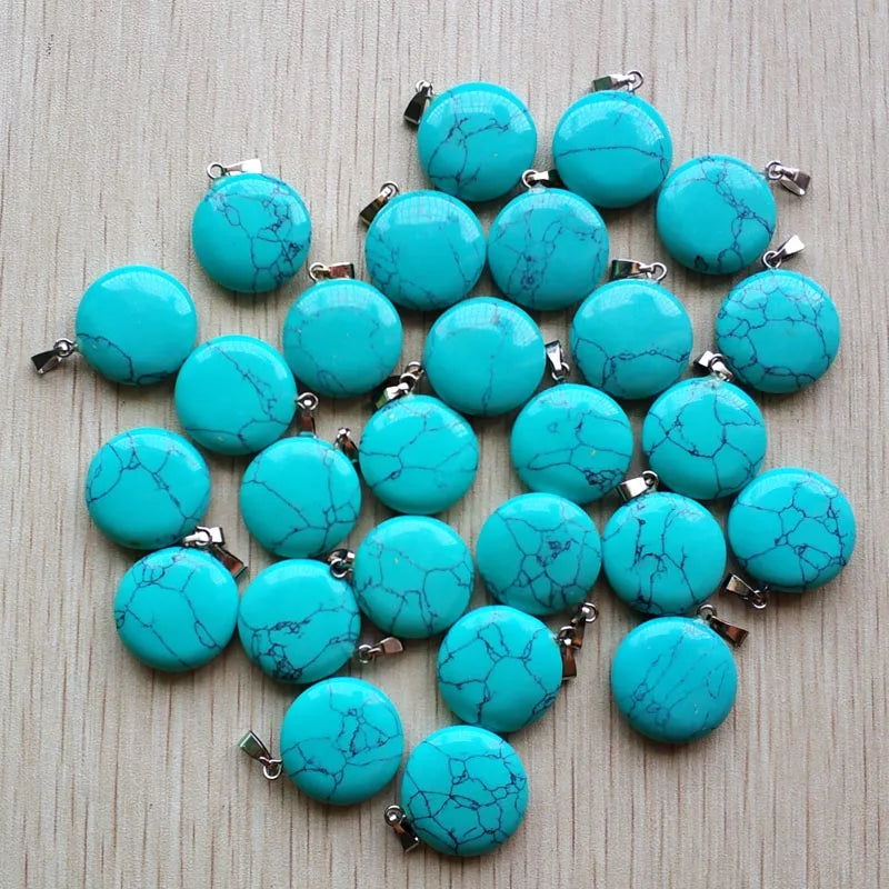 50pcs/lot Hot Stone Round Charms Pendants for Necklace Making Jewelry