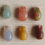 Natural Stone Animal Rabbit Charms Pendants for Jewelry Making 12pcs