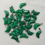 Malachite Stone Moon Charms & Pendants for Jewelry Making - 50pcs/lot