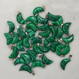 Malachite Stone Moon Charms & Pendants for Jewelry Making - 50pcs/lot