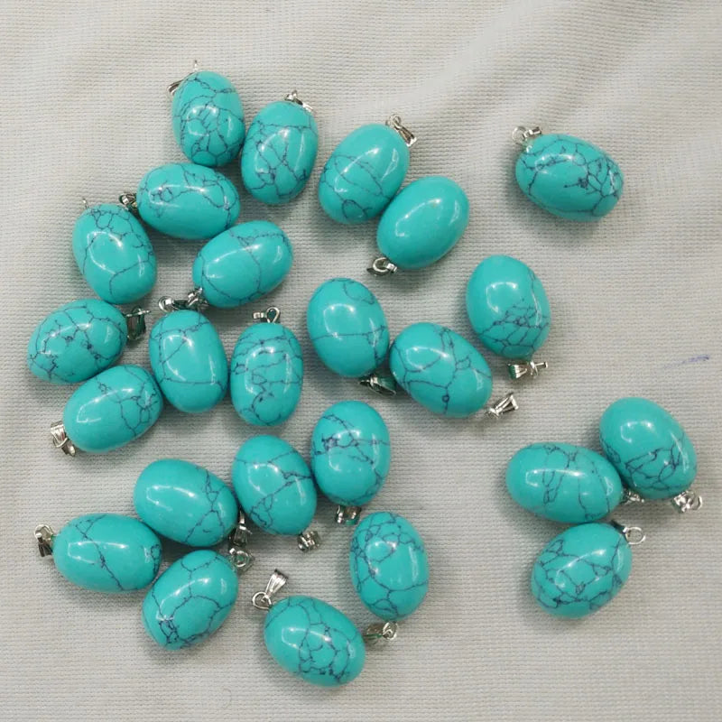 50pcs Stone Drum Shape Charms Pendants Jewelry Making