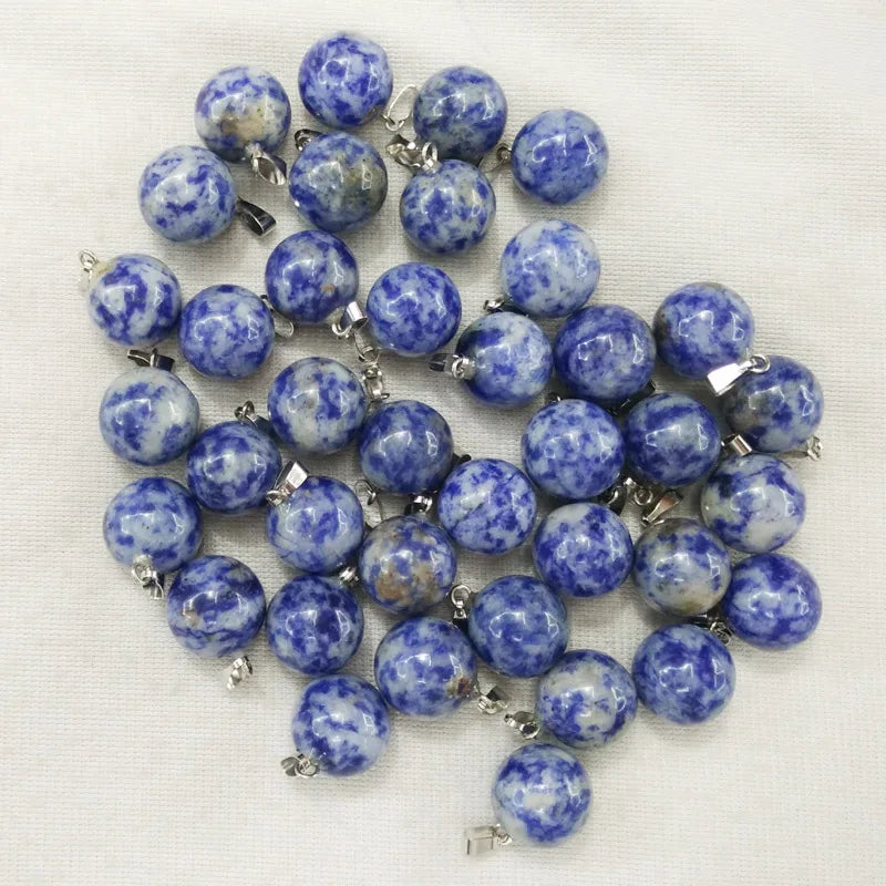 50pcs Natural Sodalite Ball Shape Pendants for Jewelry Making
