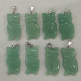 Green Aventurine Owl Pendants for Jewelry Making 8pcs/lot