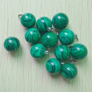 Malachite Stone Round Ball Charms Pendants for Jewelry Making 50pcs/lot
