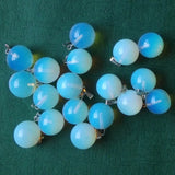 50pcs/lot Hot Opal Stone Round Ball Charm Pendants for Jewelry Making