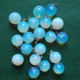 50pcs/lot Hot Opal Stone Round Ball Charm Pendants for Jewelry Making
