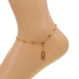 Delicate CZ Charm Anklet 21+5cm Women Dangle Sparkling CZ Link Chain