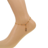 Delicate CZ Charm Anklet 21+5cm Women Dangle Sparkling CZ Link Chain