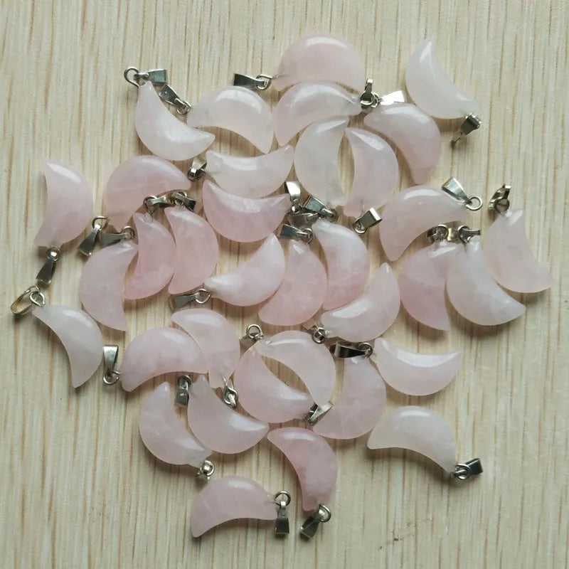 50pcs Natural Stone Crescent Moon Charms for Jewelry Making