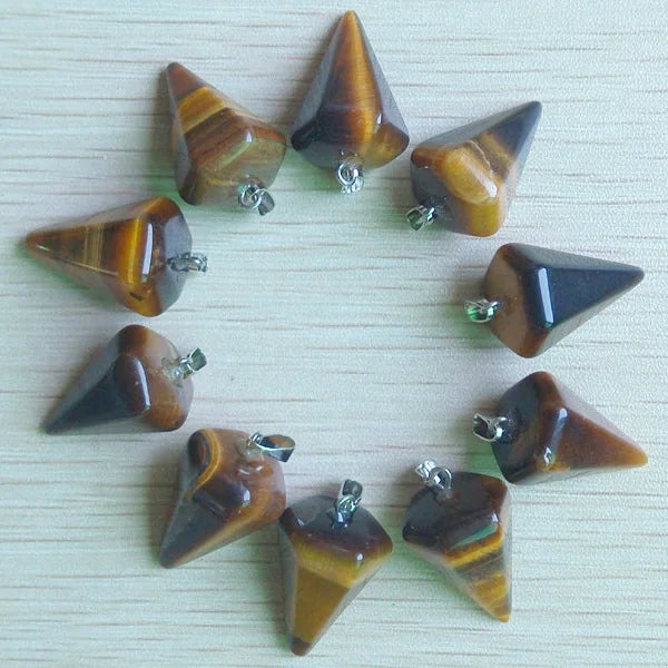 Tiger Eye Stone Faceted Pendulum Charms Pendants for Jewelry Making