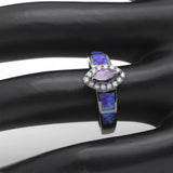 Fire Opal Ring Purple CZ Silver Wedding Jewelry Party Big Zircon Multi-color Rin
