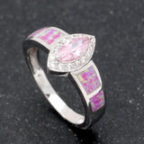 Fire Opal Ring Purple CZ Silver Wedding Jewelry Party Big Zircon Multi-color Rin