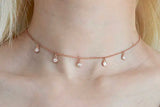 3mm CZ Charm Drop 925 Sterling Silver Choker Necklace